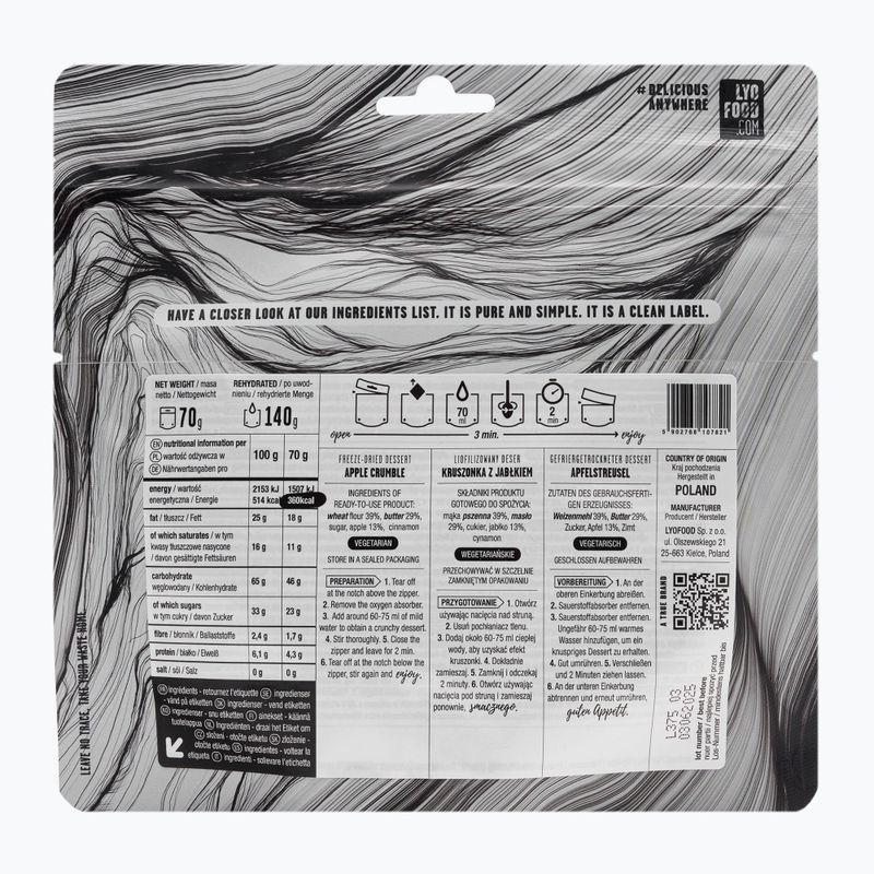 Alimenti liofilizzati LYOFOOD Crumble di mele 70 g 2