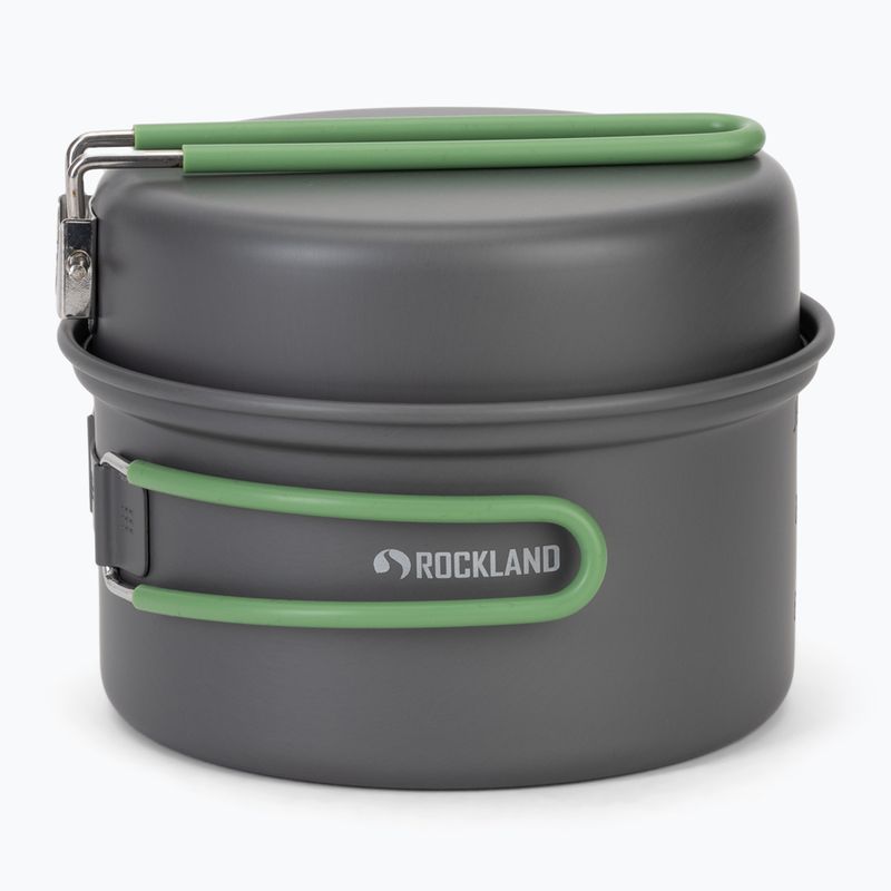 Set di pentole turistiche Rockland Travel Duo anodizzate grigio/verde