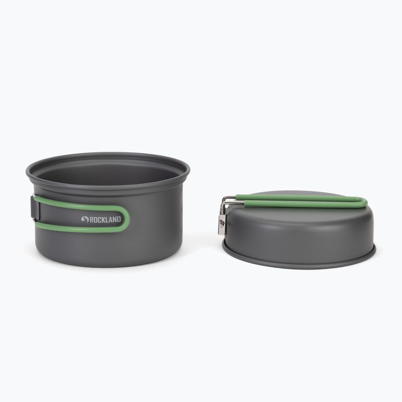 Set di pentole turistiche Rockland Travel Duo anodizzate grigio/verde 2