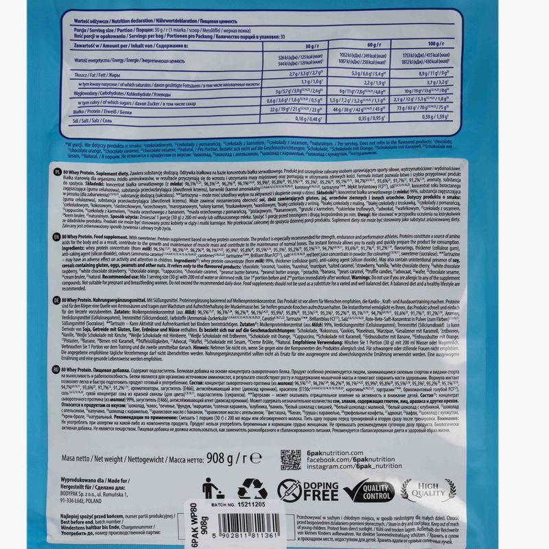 Siero di latte 6PAK 80 Proteine 908 g Burro di Arachidi Banana 2