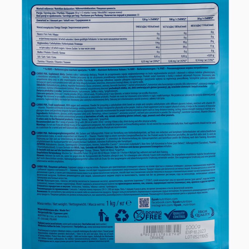 Carboidrati 6PAK Carbo Pak 1000 g Arancione 2