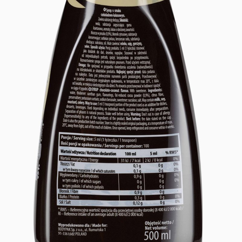 6PAK Sciroppo ZERO 500 ml Salsa al cioccolato e cocco 2