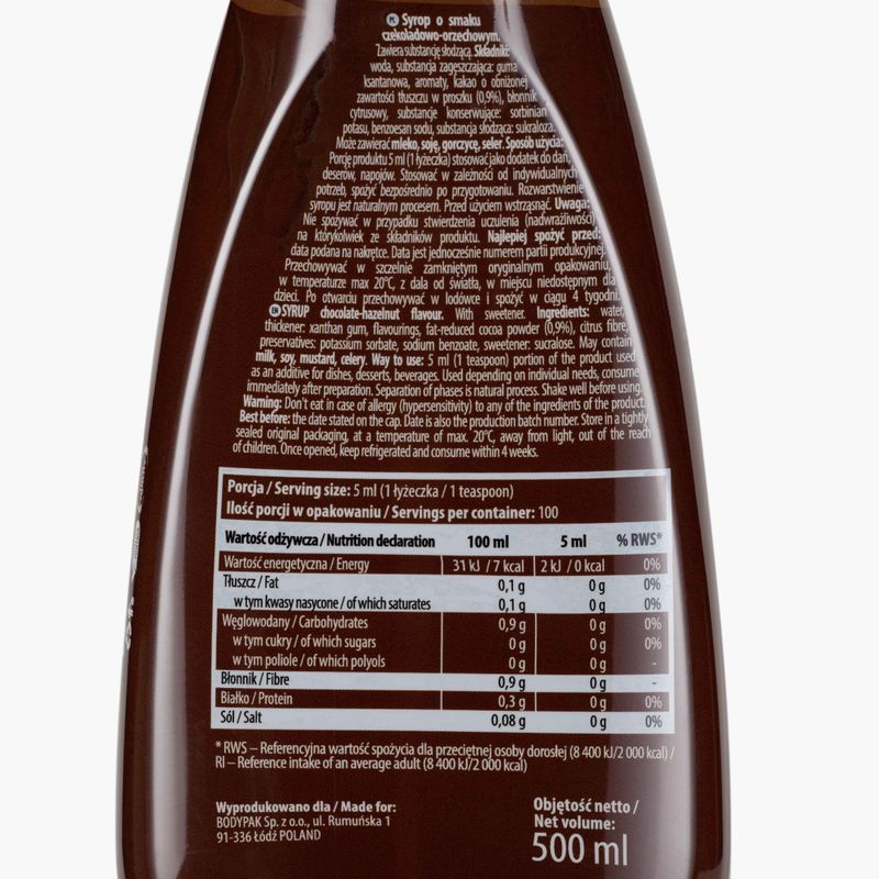 6PAK Sciroppo ZERO salsa 500 ml Cioccolato Nocciola 2