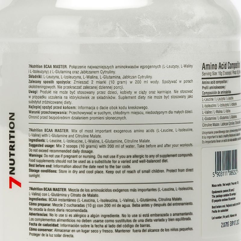 BCAA 7Nutrition Master 500 g puro 2