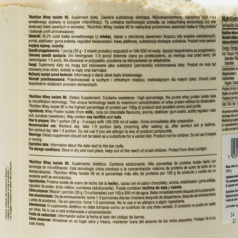 Siero di latte 7Nutrition Isolate 90 2 kg Lampone