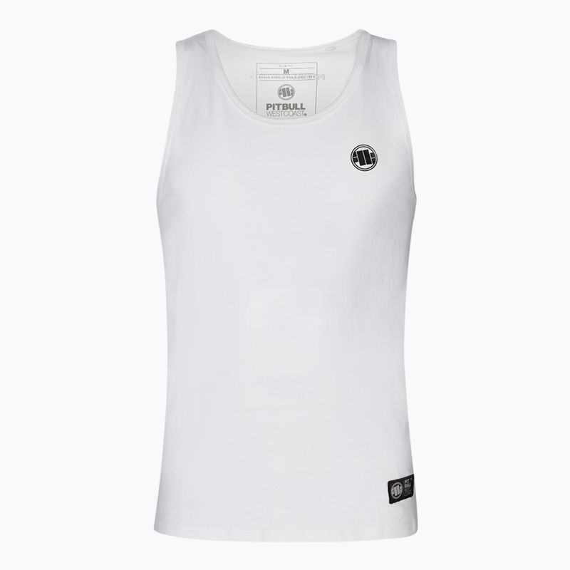 Canotta Pitbull West Coast Uomo Slim Fit Lycra Logo Piccolo Bianco