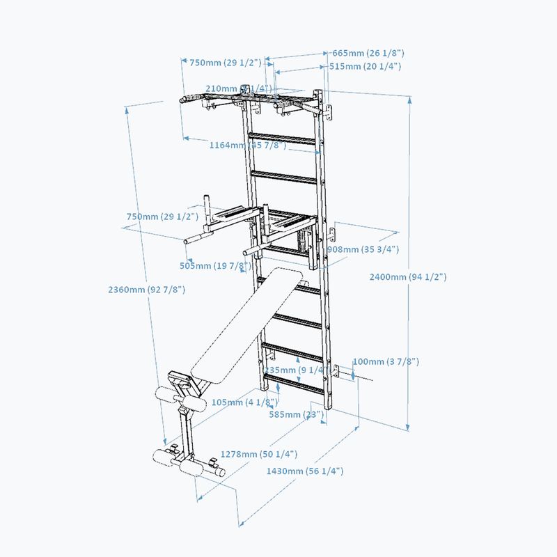 Scala da ginnastica BenchK bianca BK-723W 2