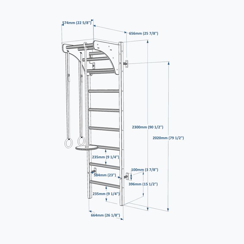 Scala da ginnastica BenchK nera BK-212B+A076 15