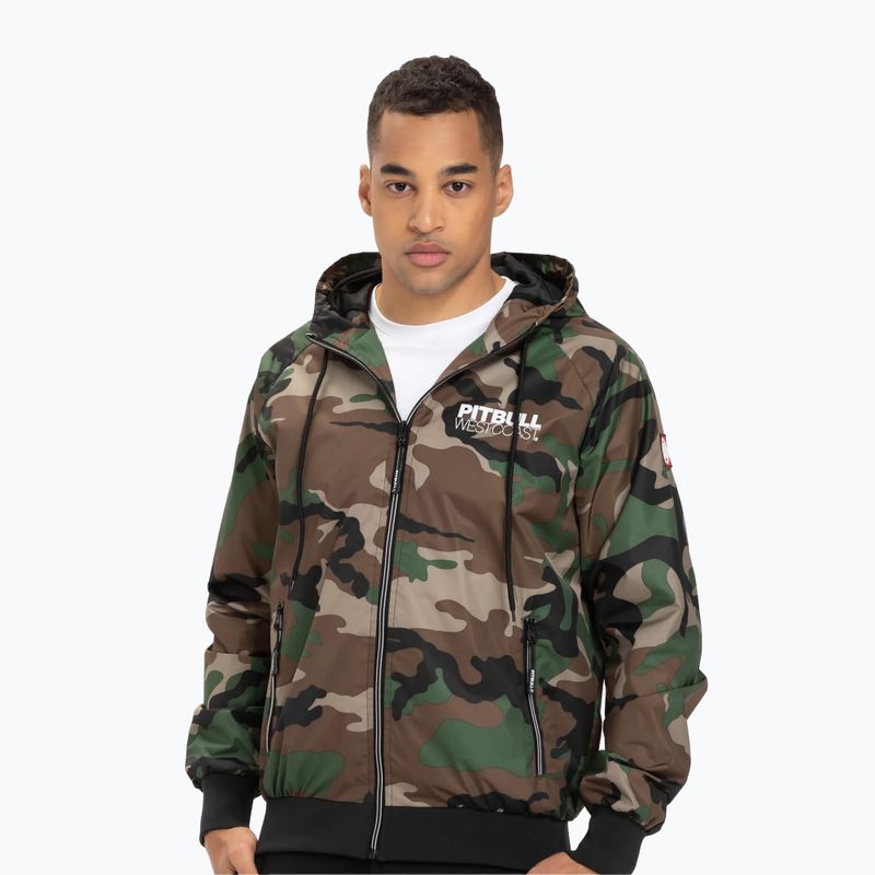 Giacca Pitbull West Coast Athletic con cappuccio in nylon woodland camo da uomo