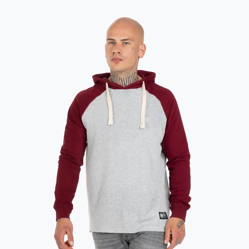 Felpa da uomo Pitbull West Coast con cappuccio e logo piccolo grigio/bordeaux