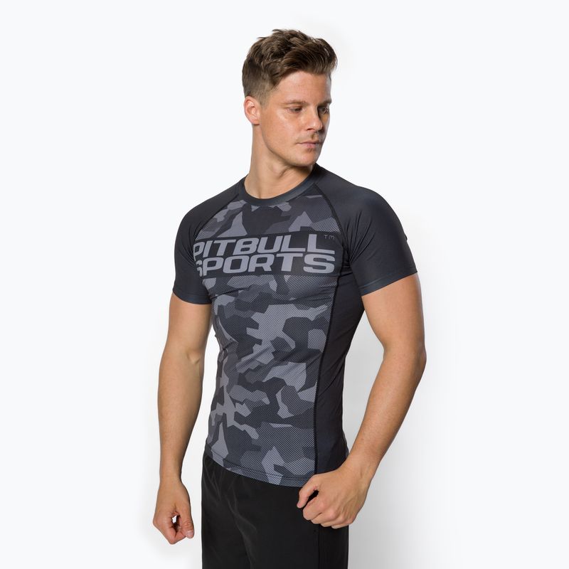 T-S Rash Dillard Pitbull West Coast uomo nero camo rashguard