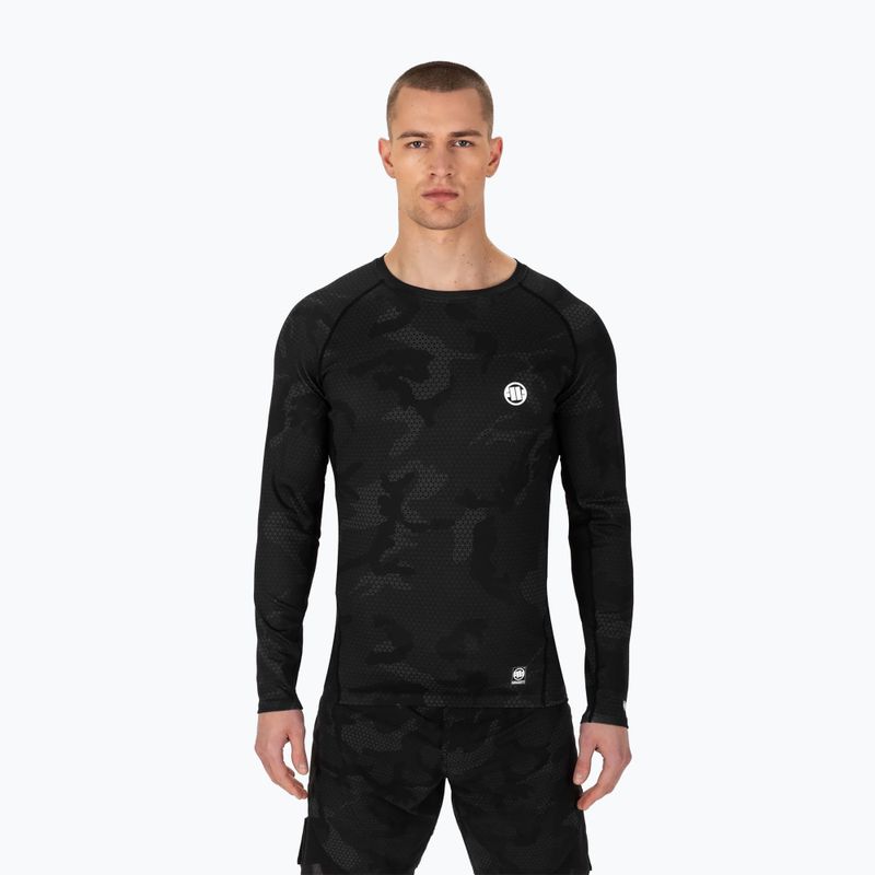 Pitbull West Coast Net Camo 2 Rashguard nero camo da uomo a maniche lunghe