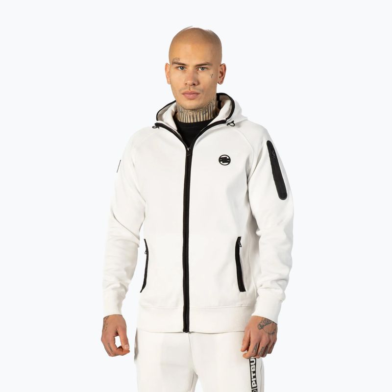 Felpa con cappuccio e zip Pitbull West Coast Hermes da uomo, bianco sporco