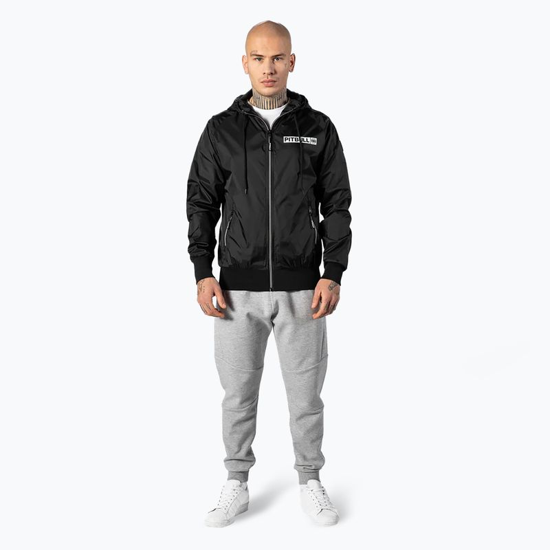Uomo Pitbull West Coast Athletic Logo Giacca in nylon con cappuccio nero 2