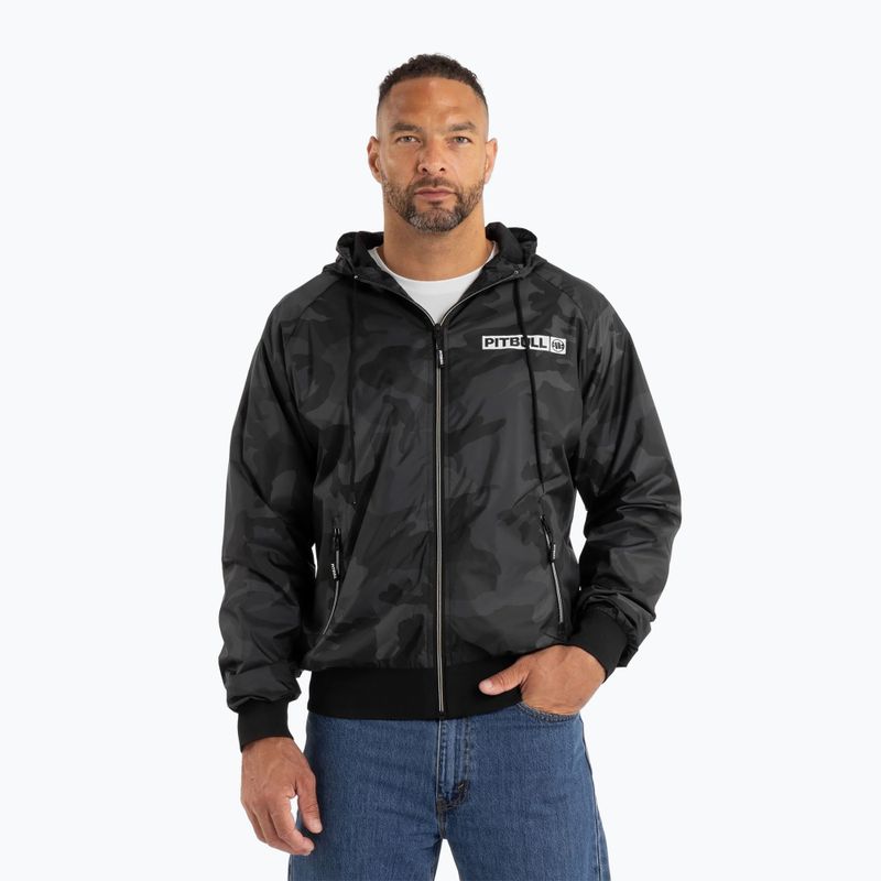 Uomo Pitbull Athletic Hilltop Giacca di nylon con cappuccio nero