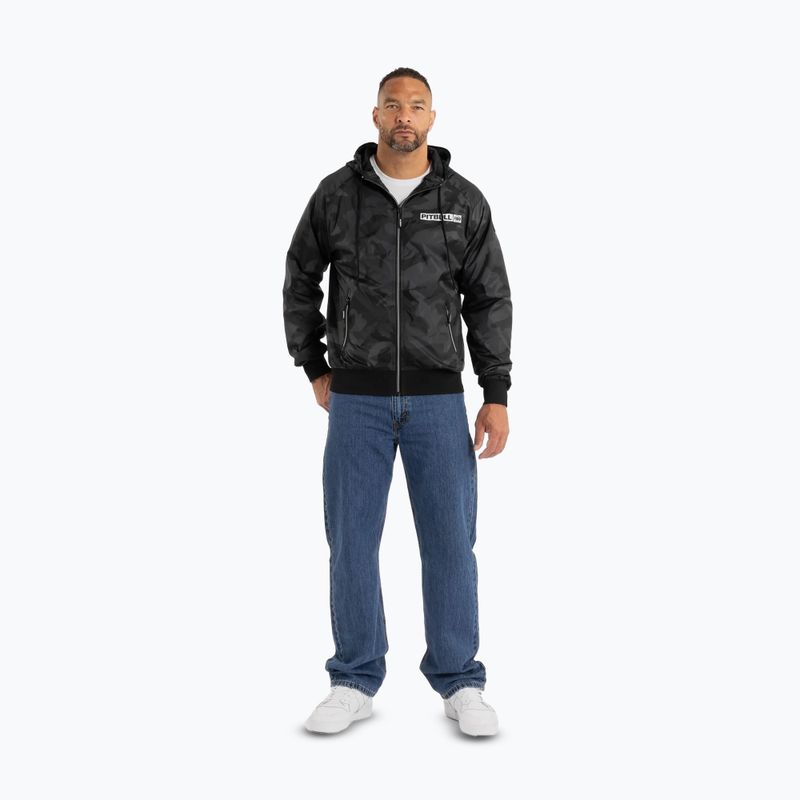 Uomo Pitbull Athletic Hilltop Giacca di nylon con cappuccio nero 2