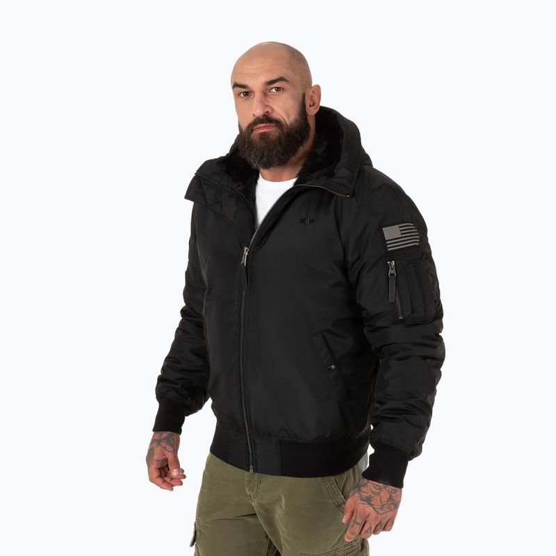 Giacca invernale da uomo Pitbull Beejay 2 Bomber con cappuccio nero