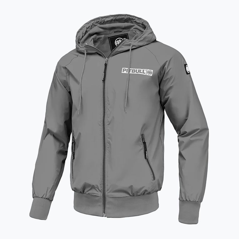 Uomo Pitbull West Coast Athletic Logo Giacca di nylon con cappuccio grigio chiaro