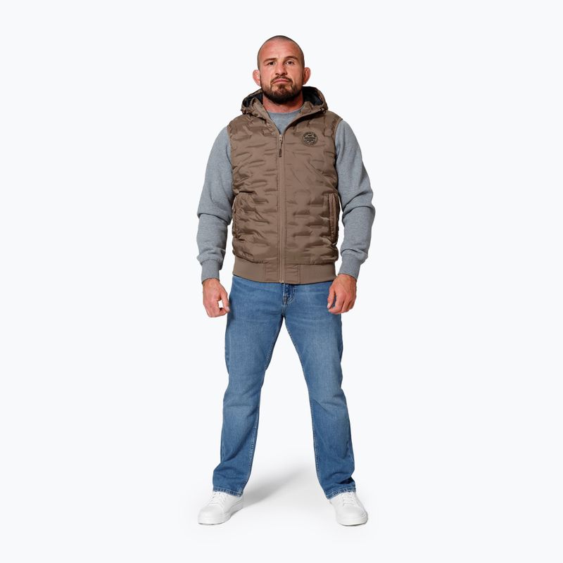 Pitbull West Coast uomo senza maniche Eclipse con cappuccio imbottito coyote marrone 2