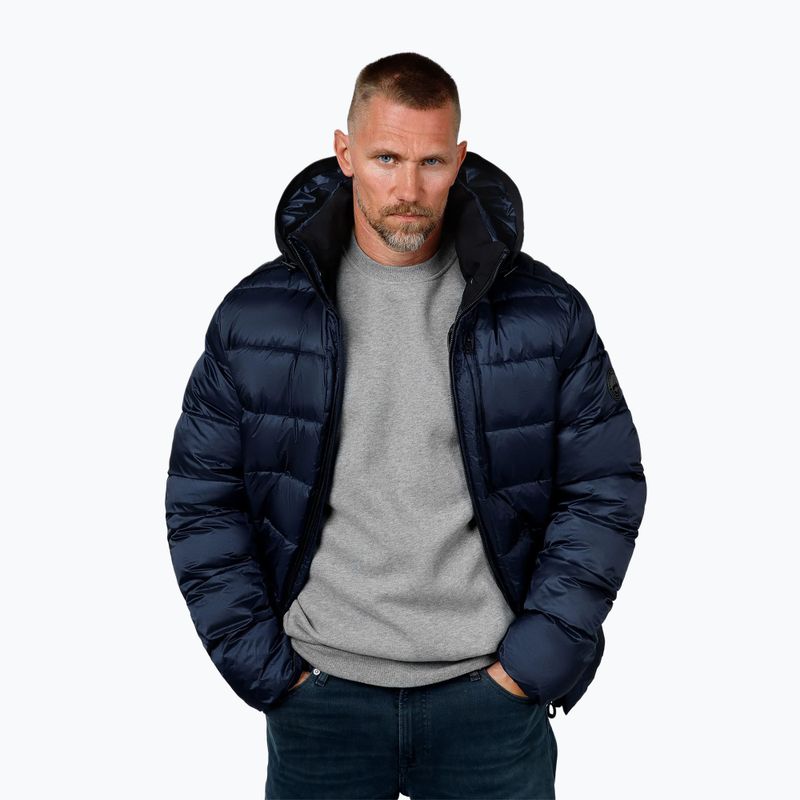 Pitbull Barles Ribstop Uomo Giacca invernale imbottita con cappuccio blu scuro 4