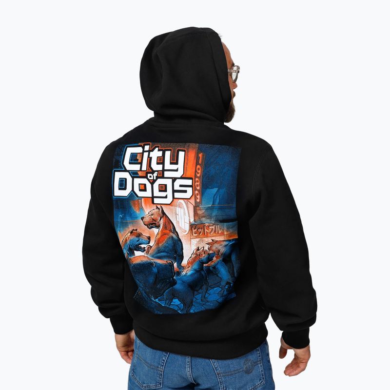 Felpa City Of Dogs da uomo con cappuccio Pitbull nero 3