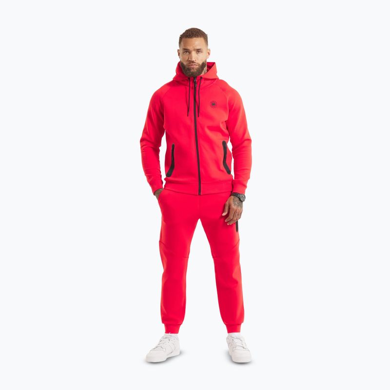 Felpa con cappuccio e zip Pitbull Dogwood da uomo, colore fluo/rosso 2