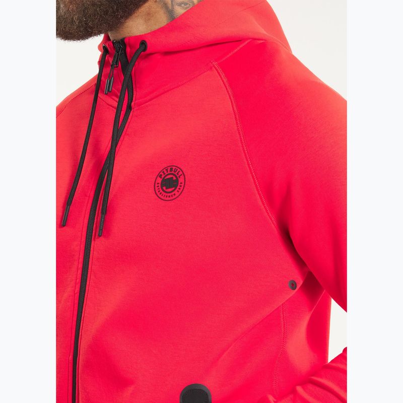 Felpa con cappuccio e zip Pitbull Dogwood da uomo, colore fluo/rosso 5