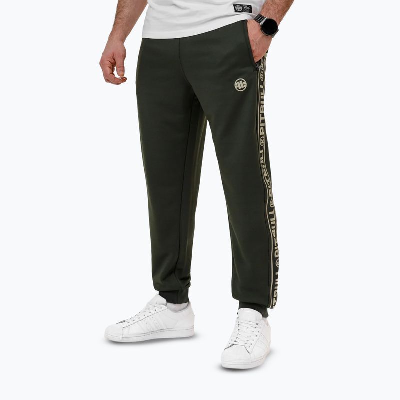 Pantaloni da ginnastica Pitbull Uomo Tape Logo Terry Group verde antico