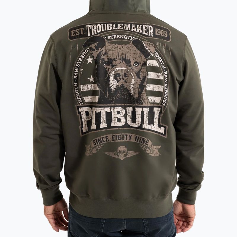 Felpa con cappuccio e zip Pitbull Troublemaker da uomo, verde antico 3