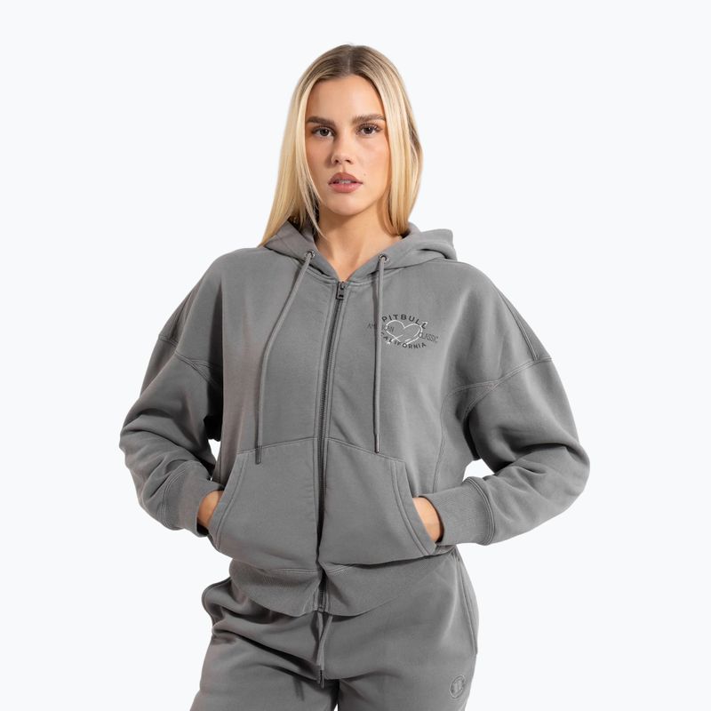 Pitbull Felpa con zip e cappuccio Manzanita Heart donna grigio slavato