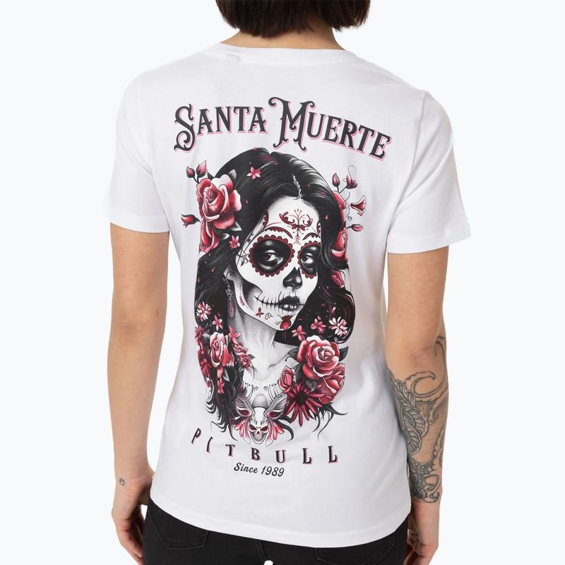 Maglietta Pitbull Santa Muerte donna Rosa bianco 3