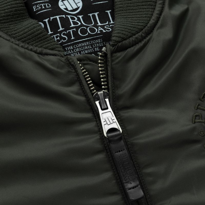 Giacca da uomo Pitbull Hacket Washed Bomber dark green 3