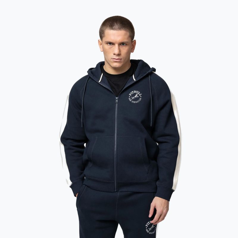 Felpa uomo Pitbull San Diego Ca con cappuccio e zip dark navy/red