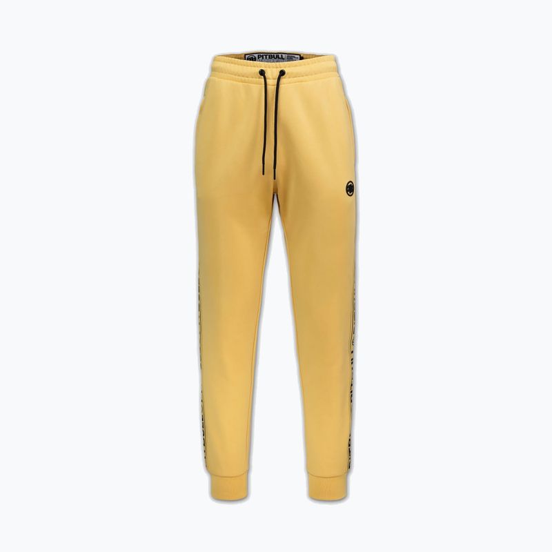Pantaloni uomo Pitbull Trackpants Tape Logo Terry Group pale yellow 5