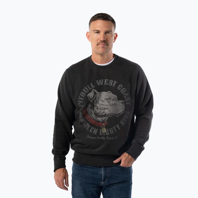 Felpa uomo Pitbull Strenght & Respect Crewneck washed dark graphite