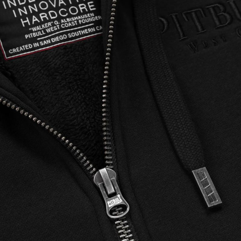 Felpa con cappuccio con zip uomo Pitbull Ruffin Detroit Hooded Zip black/black 9