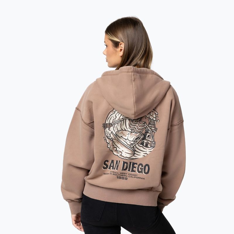 Felpa donna Pitbull Skull Surf Hooded Zip chocolate mousse 3