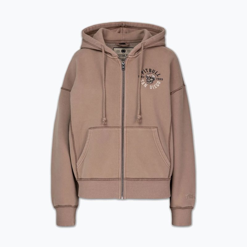 Felpa donna Pitbull Skull Surf Hooded Zip chocolate mousse 7