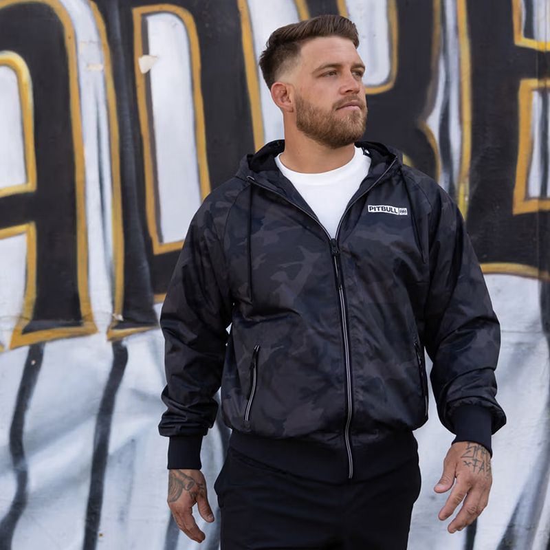Giacca uomo Pitbull Athletic Logo Nylon Hooded black 14