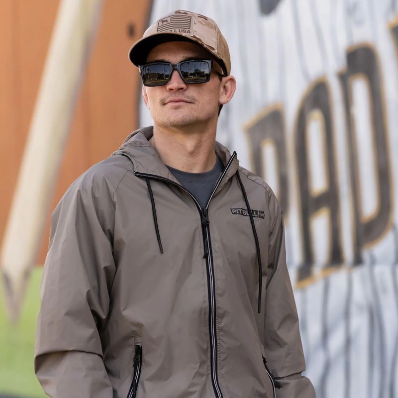 Giacca uomo Pitbull Athletic Logo Nylon Hooded taupe 14