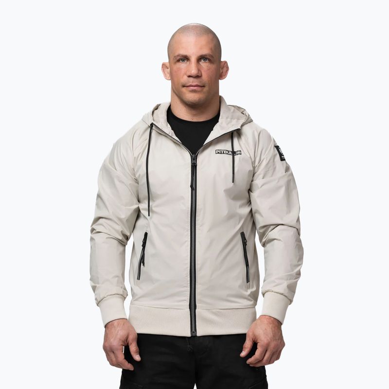 Giacca uomo Pitbull Athletic Logo Nylon Hooded light sand 4