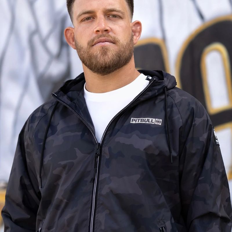 Giacca uomo Pitbull Athletic Logo Nylon Hooded black 15
