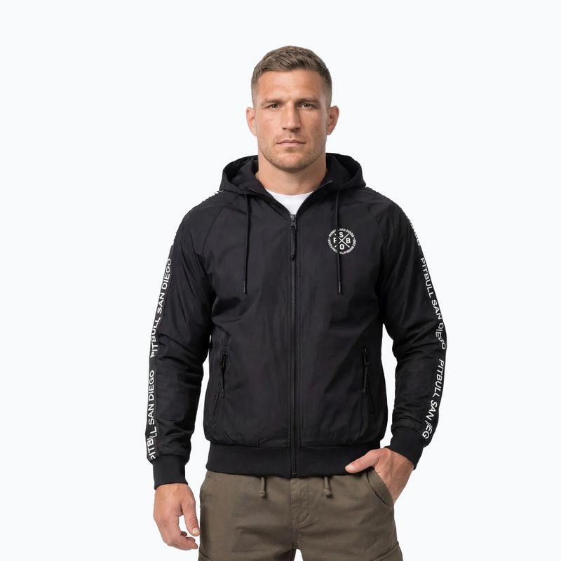 Giacca uomo Pitbull Athletic Tape Nylon Hooded black