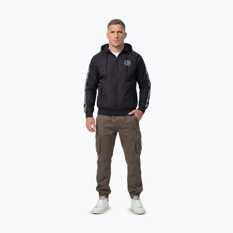 Giacca uomo Pitbull Athletic Tape Nylon Hooded black 2