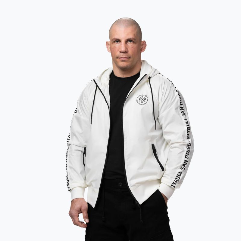 Giacca uomo Pitbull Athletic Tape Nylon Hooded off white
