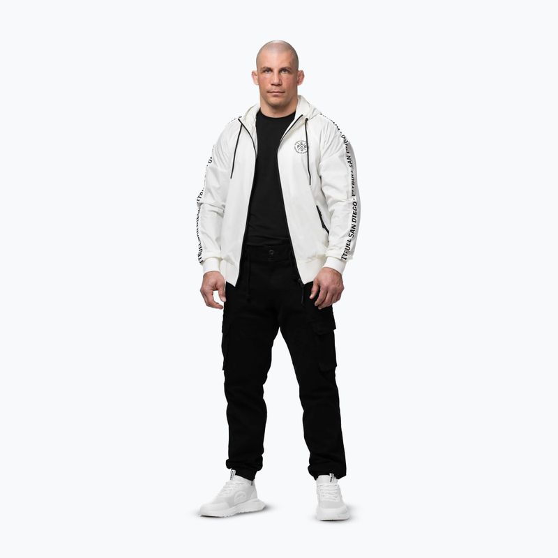 Giacca uomo Pitbull Athletic Tape Nylon Hooded off white 2