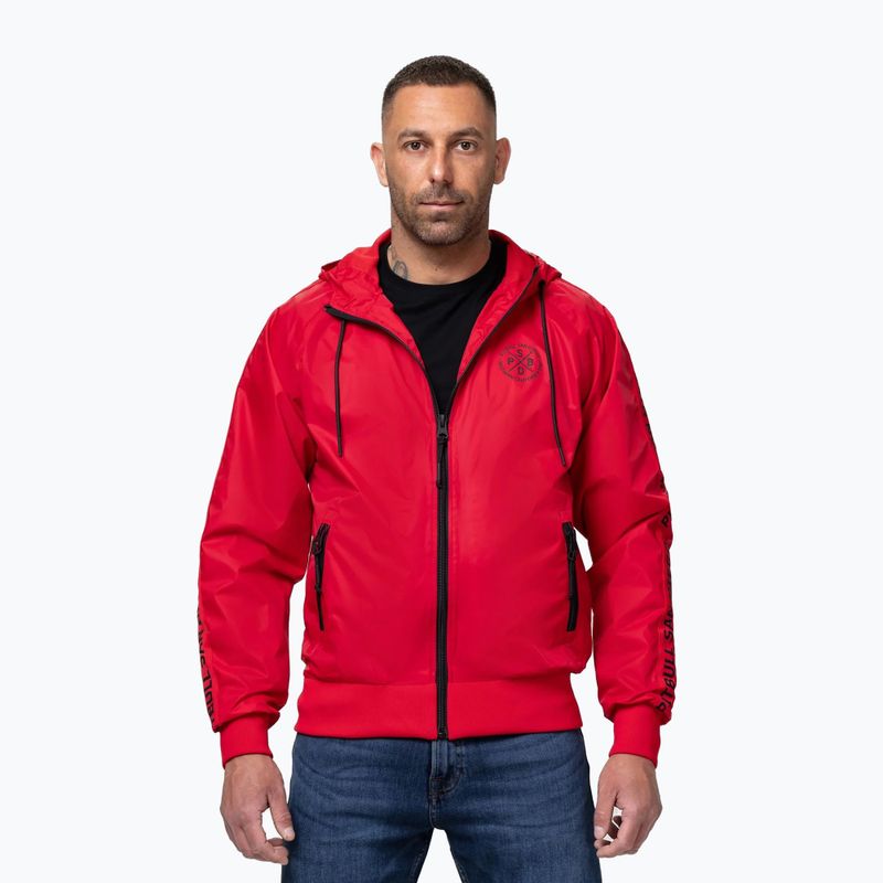 Giacca uomo Pitbull Athletic Tape Nylon Hooded red 5