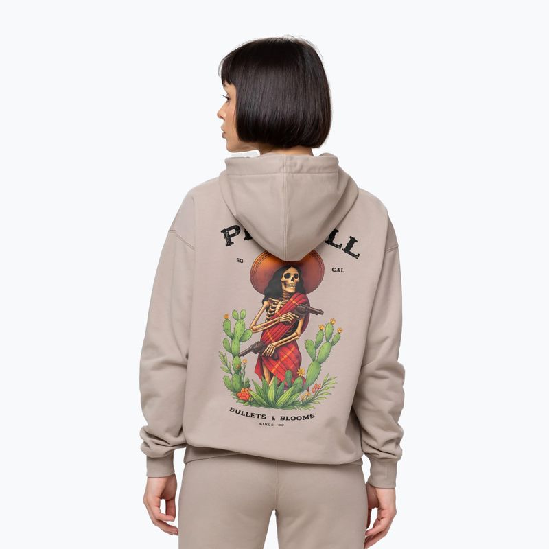 Felpa donna Pitbull Bullets & Blooms Hooded sand savana 3