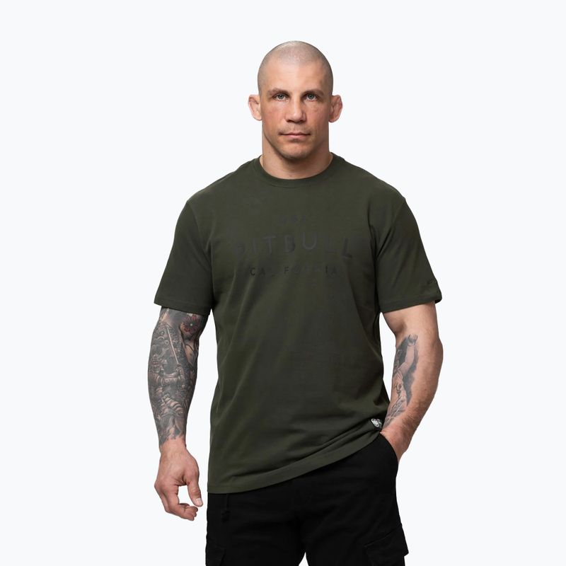 T-shirt da uomo Pitbull USA CAL Big Logo old green