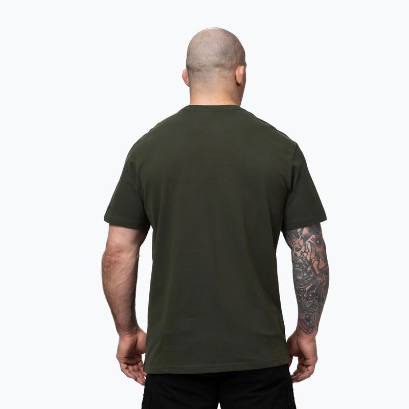 T-shirt da uomo Pitbull USA CAL Big Logo old green 3